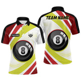 Maxcorners Personalized 8 Ball Pool Red Green Billiard Polo Shirts For Men, Custom Billiard Balls Jerseys