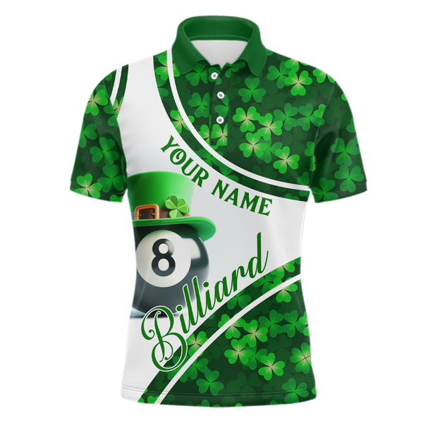 Maxcorners St Patrick'S Day Billiard 8 Ball 3D Polo Shirts For Men