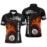 Maxcorners Personalized 8 Ball Flame Billiard Black 3D Polo Shirts