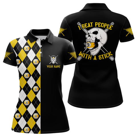 Maxcorners Personalized Yellow Argyle Pattern Billiard Polo Shirts