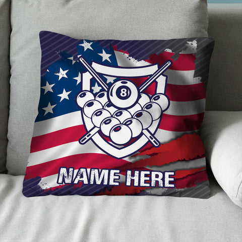 Maxcorners Personalized US Flag Billiards 8 Ball Throw Pillow