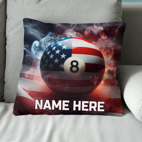 Maxcorners Personalized US Flag Smoke 8 Ball Billiard Pillow