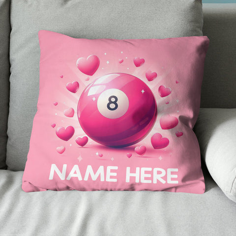 Maxcorners Personalized Funny Pink 8 Ball Billiard With Hearts Pillow Valentine Gifts