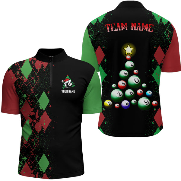 Maxcorners Personalized Funny Christmas 8 Ball Billiards Polo Shirts