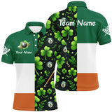 Maxcorners St Patrick'S Day Ireland Flag Custom Women Billiard Polo Shirts, Lucky Green Clover Billiard Shirts