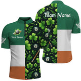 Maxcorners St Patrick'S Day Ireland Flag Custom Women Billiard Polo Shirts, Lucky Green Clover Billiard Shirts