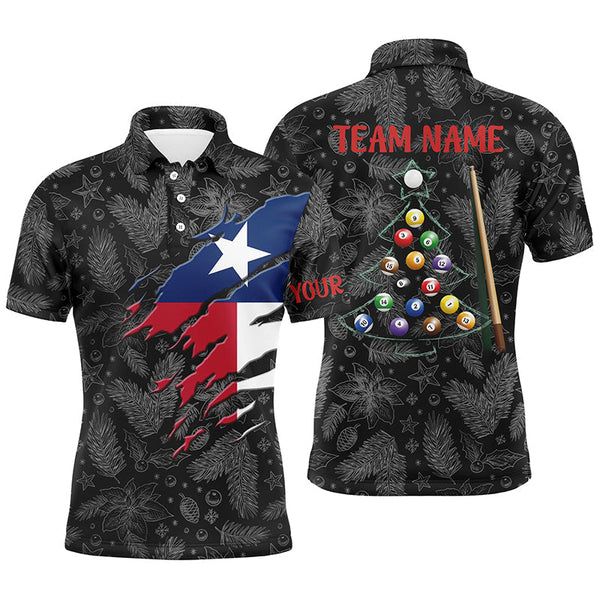 Maxcorners Merry Christmas Texas Flag Billiard Jersey Customized Name, Team Name 3D Shirt