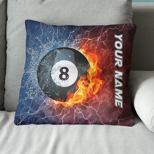 8 Ball Pool On Fire And Water Billiards Pillow Best Custom Throw Pillows