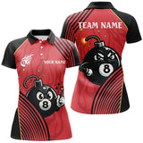 Maxcorners Funny 8 Ball Pool Bomb Black Red Women Billiard Polo Shirts