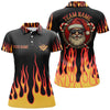 Maxcorners Funny Christmas Santa With Flame Custom Billiard Shirts, 8 Ball Pool For Women Christmas Polo Shirts