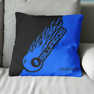 Black Blue 8 Ball Billiard Pillow Custom Name Pool Gifts Throw Pillow