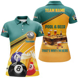 Maxcorners Funny Billiard Pool And Beer That'S Why I'M Here Custom 3D Men Polo Shirts, Funny Pool Shirts