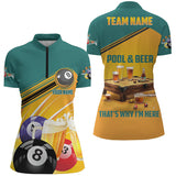 Maxcorners Funny Billiard Pool And Beer That'S Why I'M Here Custom 3D Men Polo Shirts, Funny Pool Shirts