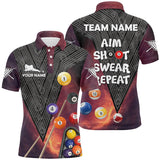 Maxcorners Billiard Aim Shoot Swear Repeat Red Version Custom Name 3D All Over Print Polo Shirts