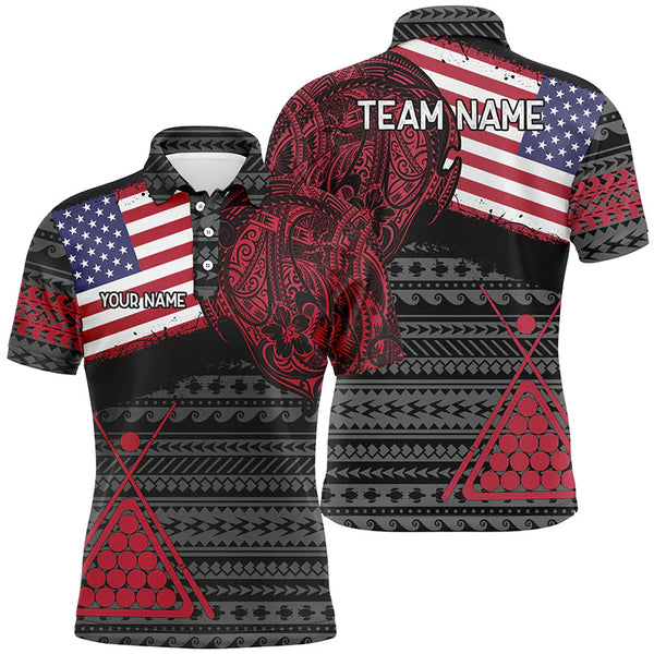 Maxcorners Tribal Pattern American Flag Billiard Jersey Customized Name, Team Name 3D Shirt