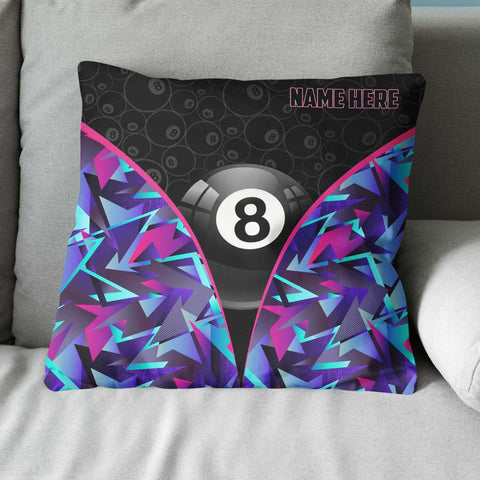 Maxcorners Personalized 8 Ball Pool Throw Pillow Custom Name Billiard Pillows Gifts
