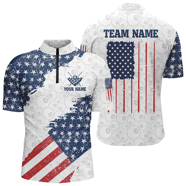 Maxcorners Grunge American Flag Billiard Jersey Customized Name, Team Name 3D Shirt