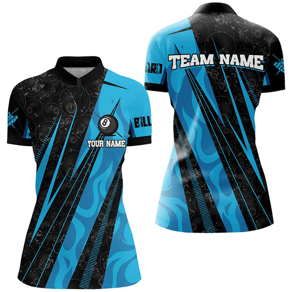 MaxCorners Billiard Blue Billiard Tournament Sport Customized Name, Team Name 3D Polo Shirt For Women