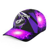 Maxcorners Billiard Purple 8 Ball Fire Personalized Name 3D Cap