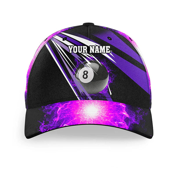 Maxcorners Billiard Purple 8 Ball Fire Personalized Name 3D Cap