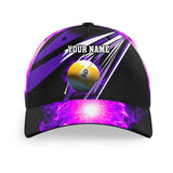 Maxcorners Billiard Purple 9 Ball Fire Personalized Name 3D Cap