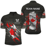 Maxcorners Darts Grey Grunge Canada Flag Customized Name, Team Name 3D Polo Shirt