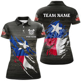 Maxcorners Darts Grey Grunge Texas Flag Customized Name, Team Name 3D Polo Shirt