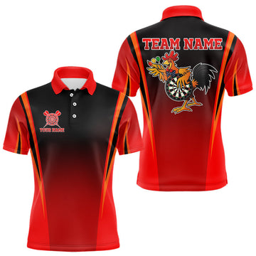 Maxcorners Funny Rooster Darts Shirt With Pocket Option For Men Custom Darts Jersey LM2603