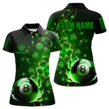 Maxcorners Green 8 Ball Pool Fire Luckiest Shamrock Billiard Shirt Custom St Patrick Day Billiard Jerseys