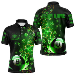 Maxcorners Billiards 8 Ball Pool Luckiest Shamrock Shirts Men And Women Billiard Polo & 1/4 Zip Shirts Billiard Team Jerseys