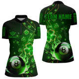 Maxcorners Green 8 Ball Pool Fire Luckiest Shamrock Billiard Shirt Custom St Patrick Day Billiard Jerseys