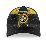 Maxcorners Darts Dart Board Fire Flame Yellow Personalized Name 3D Cap