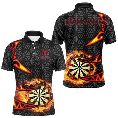 Maxxcorners Personalized Fire Flame Dartboard Geometric Pattern Darts Shirt For Men, Custom Darts Team Jerseys MT0307