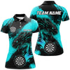Maxcorners Turquoise Grunge Custom Dragon Darts Jersey Customized Name, Team Name 3D Shirt