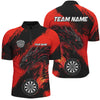 Maxcorners Red Grunge Custom Dragon Darts Jersey Customized Name, Team Name 3D Shirt