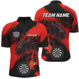 Maxcorners Red Grunge Custom Dragon Darts Jersey Customized Name, Team Name 3D Shirt