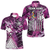 Maxcorners Purple Grunge US Flag Billiard Shirt For Men Custom 8 Ball Pool Team Shirt, Billiard Jersey LM0910