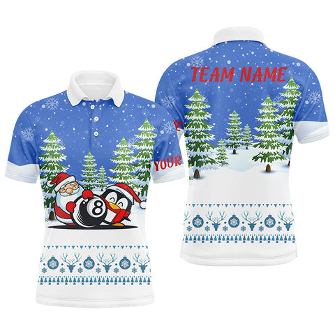 Maxcorners Funny Christmas Billiard Snow Pattern Custom Polo Shirts