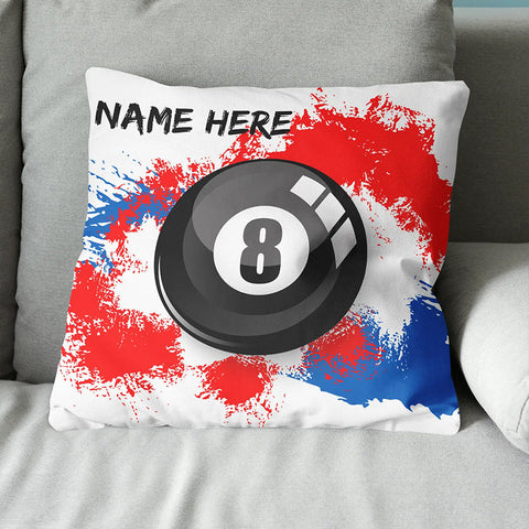 Maxcorners Personalized 8 Ball Pool Watercolor Throw Pillow