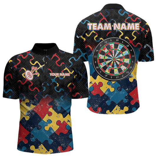 Maxcorners Personalized Grunge Colorful Pattern Dart Shirts For Men Custom Dart Jersey Polo & Quarter Zip