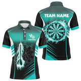 MaxCorners Darts Cyan Fire Arrow  Customized Name, Team Name 3D Polo Shirt For Men