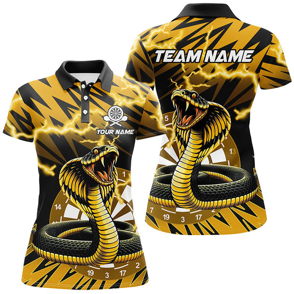 Maxcorners Darts Yellow Black Snakes Thunder Lightning Customized Name, Team Name 3D Polo Shirt