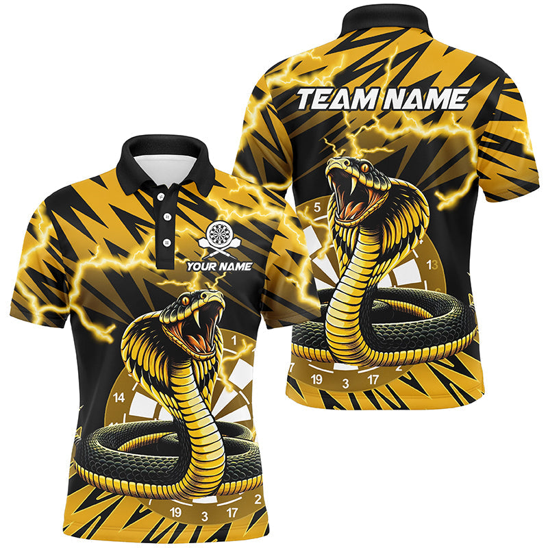 Maxcorners Darts Yellow Black Snakes Thunder Lightning Customized Name, Team Name 3D Polo Shirt