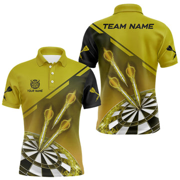 Maxcorners Personalized Yellow Dart Jerseys Polo & Quarter Zip Shirt For Men Custom Dart Shirts Team Uniform MT0609