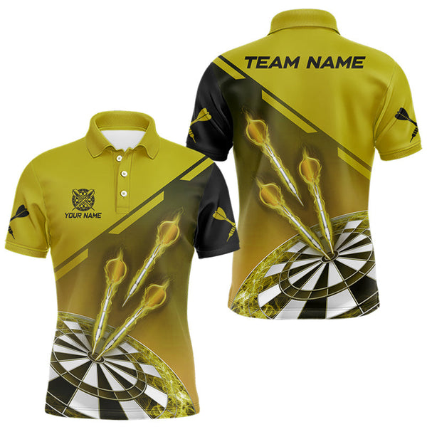 Maxcorners Personalized Yellow Dart Jerseys Polo & Quarter Zip Shirt For Men Custom Dart Shirts Team Uniform MT0609