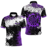 Maxcorners Grunge Purple Paint Splash Dart Polo & Quarter Zip Custom Dart Shirts For Men Darts Jerseys