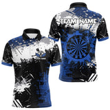 Maxcorners Grunge Blue Paint Splash Dart Polo & Quarter Zip Custom Dart Shirts For Men Darts Team Jerseys