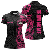 Maxcorners Personalized Pink Black Tribal Darts Polo & Quarter Zip Custom Dart Shirts For Men Dart Jerseys