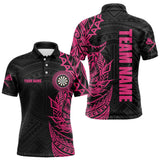 Maxcorners Personalized Pink Black Tribal Darts Polo & Quarter Zip Custom Dart Shirts For Men Dart Jerseys