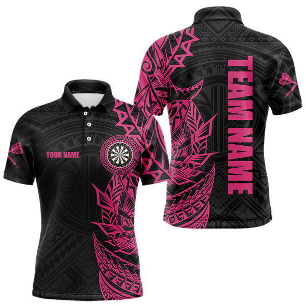 Maxcorners Personalized Pink Black Tribal Darts Polo & Quarter Zip Custom Dart Shirts For Men Dart Jerseys
